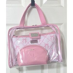 Bebe 3pc Clear/Pink/White Cosmetic Bags NWOT